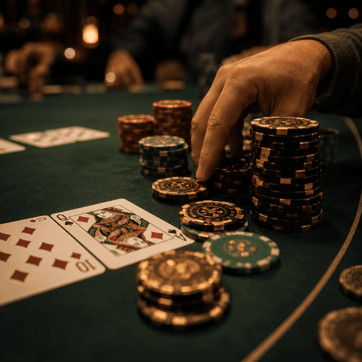 Ambiance de tournoi autour des tables de poker du club
